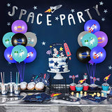52Pcs Outer Space Themed Party Balloons Set for Kids, Colourful Galaxy Helium Latex Balloons Kit, Rocket Astronaut Balloons for Birthday Baby Shower Party Arch Decoration Supplies