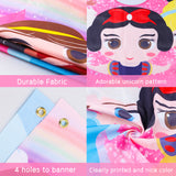 Princess Bean Bag Toss Game with 4 Bean Bags, Fun Indoor Outdoor Game for Kids and Adults, Tossing Game for Toddlers, Satin Banner for Princess Party Decoration Supplies, Class Activity, Picnic Time